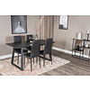 ebuy24 IncaBLBL eethoek eetkamertafel uitschuifbare tafel lengte cm 160 / 200 zwart en 4 Slim High Back eetkamerstal PU kunstleer zwart.