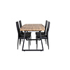 ebuy24 IncaNABL eethoek eetkamertafel uitschuifbare tafel lengte cm 160 / 200 el hout decor en 4 Slim High Back eetkamerstal PU kunstleer zwart.