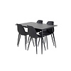 ebuy24 SilarBLExt eethoek eetkamertafel uitschuifbare tafel lengte cm 120 / 160 zwart en 4 Polar eetkamerstal zwart.