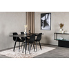 ebuy24 SilarBLExt eethoek eetkamertafel uitschuifbare tafel lengte cm 120 / 160 zwart en 4 Polar eetkamerstal zwart.