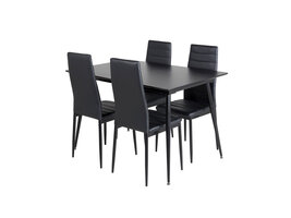 ebuy24 SilarBLExt eethoek eetkamertafel uitschuifbare tafel lengte cm 120 / 160 zwart en 4 Slim High Back eetkamerstal PU kunstleer zwart.