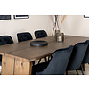 ebuy24 Logger eethoek eetkamertafel uitschuifbare tafel lengte cm 210 / 310 rokerig eik en 6 Velvet Deluxe eetkamerstal velours zwart.