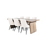 ebuy24 Logger eethoek eetkamertafel uitschuifbare tafel lengte cm 210 / 310 rokerig eik en 6 Velvet Deluxe eetkamerstal velours beige, zwart.