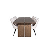 ebuy24 Logger eethoek eetkamertafel uitschuifbare tafel lengte cm 210 / 310 rokerig eik en 6 Velvet Deluxe eetkamerstal velours beige, zwart.