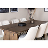 ebuy24 Logger eethoek eetkamertafel uitschuifbare tafel lengte cm 210 / 310 rokerig eik en 6 Velvet Deluxe eetkamerstal velours beige, zwart.