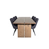 ebuy24 Logger eethoek eetkamertafel uitschuifbare tafel lengte cm 210 / 310 rokerig eik en 6 Velvet Deluxe eetkamerstal zwart.