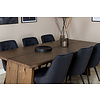 ebuy24 Logger eethoek eetkamertafel uitschuifbare tafel lengte cm 210 / 310 rokerig eik en 6 Velvet Deluxe eetkamerstal zwart.