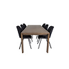 ebuy24 SliderOS eethoek eetkamertafel uitschuifbare tafel lengte cm 170 / 250 rokerig eik en 6 Gemma eetkamerstal zwart.