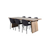 ebuy24 Logger eethoek eetkamertafel uitschuifbare tafel lengte cm 210 / 310 rokerig eik en 6 Vault eetkamerstal zwart.