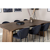 ebuy24 Logger eethoek eetkamertafel uitschuifbare tafel lengte cm 210 / 310 rokerig eik en 6 Vault eetkamerstal zwart.