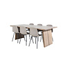 ebuy24 Logger eethoek eetkamertafel uitschuifbare tafel lengte cm 210 / 310 rokerig eik en 6 Arctic eetkamerstal khaki, zwart.