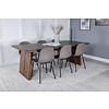 ebuy24 Logger eethoek eetkamertafel uitschuifbare tafel lengte cm 210 / 310 rokerig eik en 6 Arctic eetkamerstal khaki, zwart.