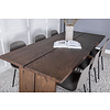 ebuy24 Logger eethoek eetkamertafel uitschuifbare tafel lengte cm 210 / 310 rokerig eik en 6 Arctic eetkamerstal khaki, zwart.