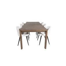 ebuy24 SliderOS eethoek eetkamertafel uitschuifbare tafel lengte cm 170 / 250 rokerig eik en 6 Velvet eetkamerstal fluweel beige, zwart.