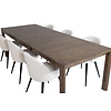 ebuy24 SliderOS eethoek eetkamertafel uitschuifbare tafel lengte cm 170 / 250 rokerig eik en 6 Velvet eetkamerstal fluweel beige, zwart.