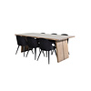 ebuy24 Logger eethoek eetkamertafel uitschuifbare tafel lengte cm 210 / 310 rokerig eik en 6 Velvet eetkamerstal velours zwart.