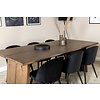 ebuy24 Logger eethoek eetkamertafel uitschuifbare tafel lengte cm 210 / 310 rokerig eik en 6 Velvet eetkamerstal velours zwart.