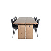 ebuy24 Logger eethoek eetkamertafel uitschuifbare tafel lengte cm 210 / 310 rokerig eik en 6 Polar eetkamerstal PU kunstleer zwart PU kunstleer.