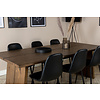 ebuy24 Logger eethoek eetkamertafel uitschuifbare tafel lengte cm 210 / 310 rokerig eik en 6 Polar eetkamerstal PU kunstleer zwart PU kunstleer.