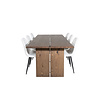 ebuy24 Logger eethoek eetkamertafel uitschuifbare tafel lengte cm 210 / 310 rokerig eik en 6 Polar Fluff eetkamerstal Teddy wit.