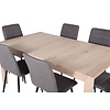 ebuy24 SliderWW eethoek eetkamertafel uitschuifbare tafel lengte cm 170 / 250 eik wit washeded en 6 Windu Lyx eetkamerstal grijs.