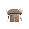 ebuy24 Logger eethoek eetkamertafel uitschuifbare tafel lengte cm 210 / 310 rokerig eik en 6 Polar eetkamerstal velours beige.