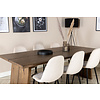 ebuy24 Logger eethoek eetkamertafel uitschuifbare tafel lengte cm 210 / 310 rokerig eik en 6 Polar eetkamerstal velours beige.