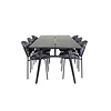 ebuy24 Sleek eethoek eetkamertafel uitschuifbare tafel lengte cm 195 / 280 zwart en 6 Vault eetkamerstal gebloeid.