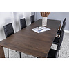 ebuy24 SliderOS eethoek eetkamertafel uitschuifbare tafel lengte cm 170 / 250 rokerig eik en 6 Slim High Back eetkamerstal PU kunstleer zwart.