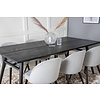 ebuy24 Sleek eethoek eetkamertafel uitschuifbare tafel lengte cm 195 / 280 zwart en 6 Velvet eetkamerstal fluweel lichtgrijs, zwart.