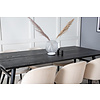 ebuy24 Sleek eethoek eetkamertafel uitschuifbare tafel lengte cm 195 / 280 zwart en 6 Velvet eetkamerstal velours beige, zwart.