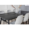 ebuy24 Sleek eethoek eetkamertafel uitschuifbare tafel lengte cm 195 / 280 zwart en 6 Polar Diamond eetkamerstal velours grijs.