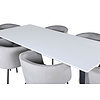ebuy24 Jimmy195 eethoek eetkamertafel uitschuifbare tafel lengte cm 195 / 285 wit en 6 Berit eetkamerstal velours grijs.
