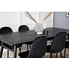 ebuy24 Sleek eethoek eetkamertafel uitschuifbare tafel lengte cm 195 / 280 zwart en 6 Polar eetkamerstal velours zwart.