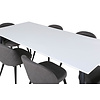 ebuy24 Jimmy195 eethoek eetkamertafel uitschuifbare tafel lengte cm 195 / 285 wit en 6 Velvet Stitches eetkamerstal grijs.