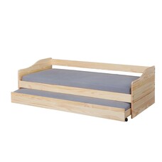 ebuy24 Leonie23 bed 90x200cm met 1 uitschuifbaar bed naturel.