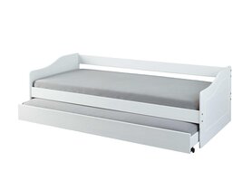 ebuy24 Leonie23 bed 90x200cm met 1 uitschuifbaar bed wit.