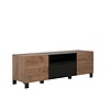 ebuy24 Kendo TV-meubel 2 deuren, 1 plank, 1 klepdeur, eik decor, zwart mat.