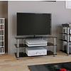 ebuy24 Netasa TV-meubels met 3 glazen legplanken, Zilverkleurig, zwart glas.