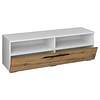 ebuy24 ArilaXL TV-meubel 1 kleppe 2 planken wit, eik decor.