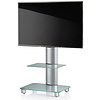 ebuy24 Tosal TV-meubel met glazen voet, 1 glazen legbord en wielen, Zilverkleurig, matglas.
