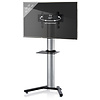 ebuy24 Stadino Maxi TV-meubel met V-voet en 1 glazen legger, Zilverkleurig, zwart glas.