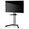 ebuy24 StadinoMini TV-meubel met V-voet en 1 glazen legger, Zilverkleurig, zwart glas.