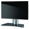 ebuy24 Windoxa Mini TV-meubel met glazen voet, Zilverkleurig, zwart glas.