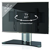 ebuy24 Windoxa Mini TV-meubel met glazen voet, Zilverkleurig, zwart glas.