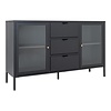 ebuy24 Dalby dressoir 2 glazen deuren, 3 laden zwart.