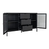 ebuy24 Dalby dressoir 2 glazen deuren, 3 laden zwart.