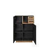ebuy24 Synnax dressoir 1 grootdeur, 1 klein deur, 1 plank, 2 laden grijs,eik decor.