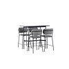ebuy24 Rax barmeubelset bartafel zwart en 4 bell barstoelen grijs.