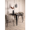 ebuy24 Tempe eethoek tafel zwart en 2 Limhamn stoelen beige.